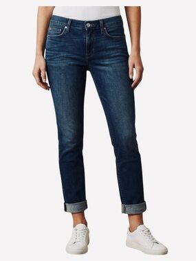 Hudson Dark Rinse Cuffed Jeans Denim Ankle Crop 26 4 Mid Rise Designer